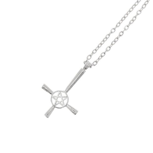 Inverted Pentagram Cross Necklace