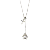Diamonte Skull and Crossbone and Cross Necklace