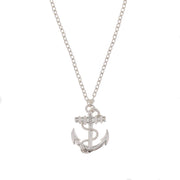 Anchor Pendant with Chain & Diamante Stone on Chain Necklace - 3.5 x 2.7cm Pendant