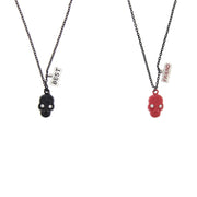 Black and Red Jewelled Skull Best Friend Necklaces