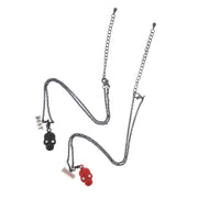 Black and Red Jewelled Skull Best Friend Necklaces