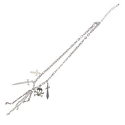 Skull and Crossbone Cross and Dagger Charm Necklace (Chain 40 + 5cm)