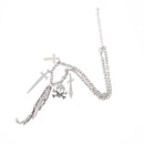 Skull and Crossbone Cross and Dagger Charm Necklace