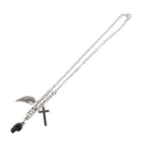 Black Skull, Feather and Cross Necklace