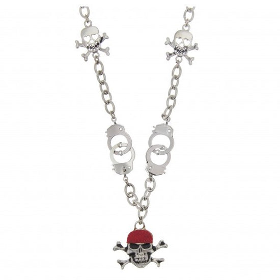 Pirate Skull and Crossbone Necklace with Handcuffs