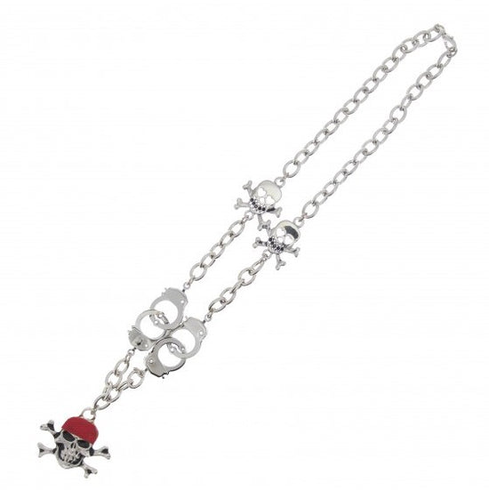Pirate Skull and Crossbone Necklace with Handcuffs