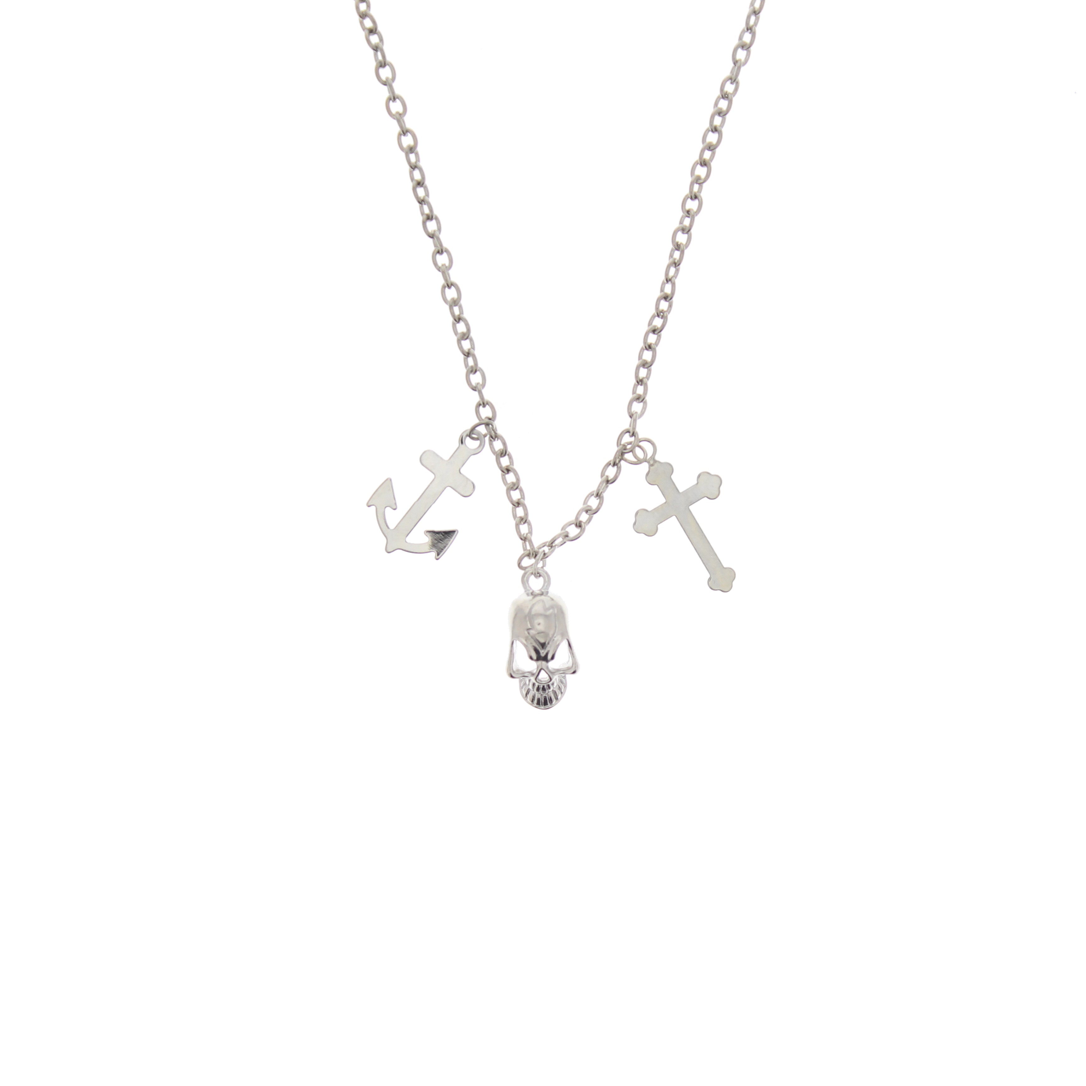 Anchor Skull and Cross Necklace