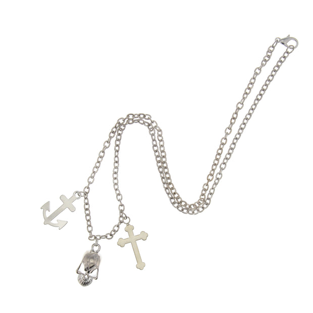 Anchor Skull and Cross Necklace