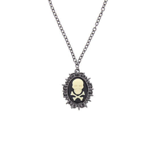 Cameo Skull and Crossbones Necklace