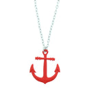 Shiny Metal Anchor Pendant on Silver Necklace