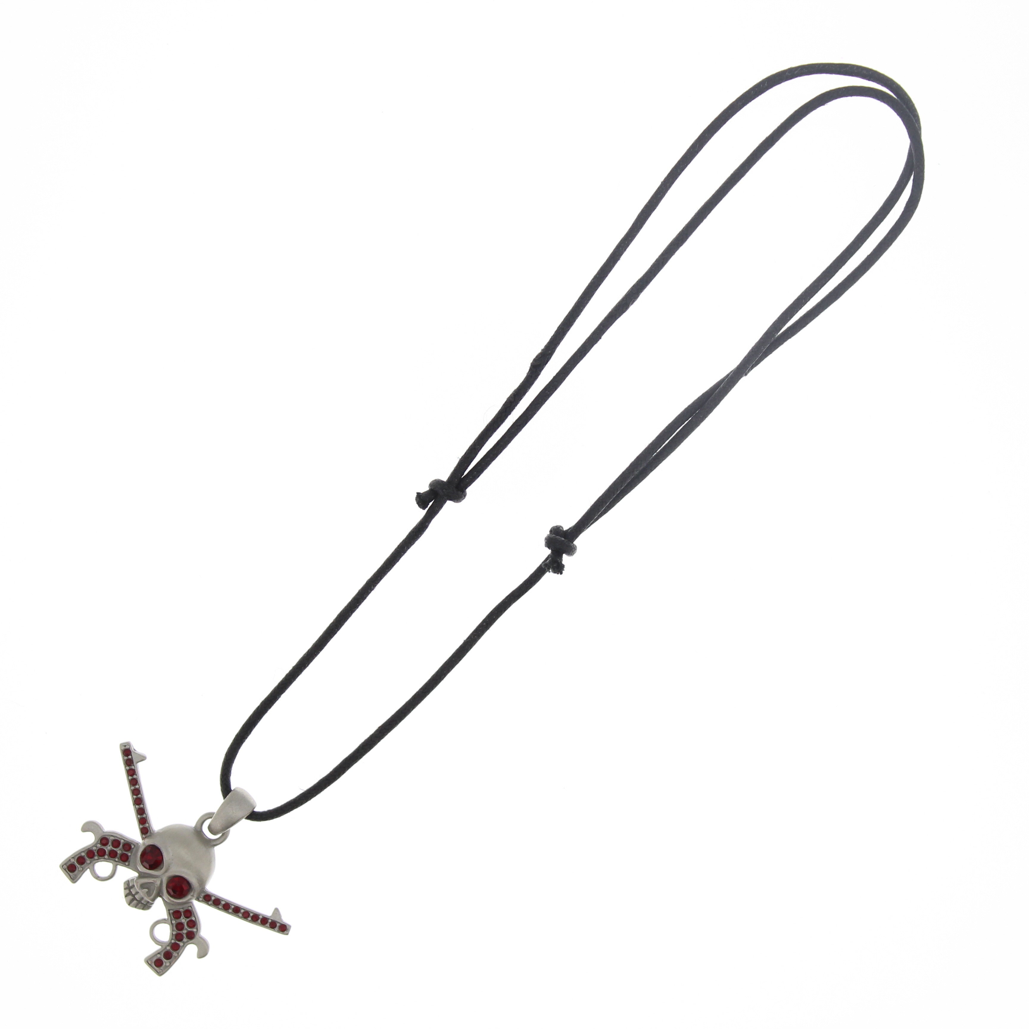 Red Eye Skull with Cross Guns Necklace