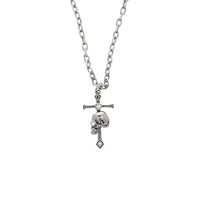 Skull with Cross and Jewels Necklace