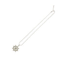 Nautical Wheel Pendant with Diamante Stones on Chain Necklace