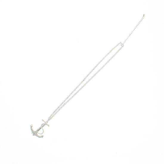 Silver Anchor & Rope Pendant on Adjustable Chain Necklace