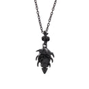 Black Skull with Crown on Black Chain Necklace