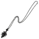 Black Skull with Crown on Black Chain Necklace