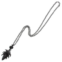 Black Skull with Crown on Black Chain Necklace