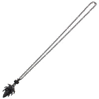 Black Skull with Crown on Black Chain Necklace