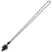 Black Skull with Crown on Black Chain Necklace (Chain 68cm, Pendant 6 x 3.5cm)