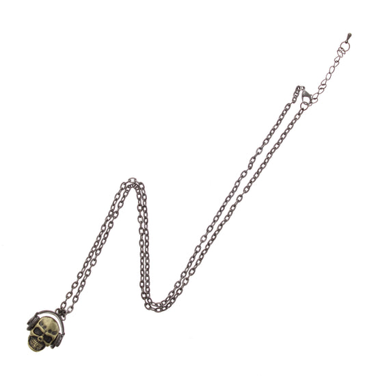 Gold Skull with Headphones Necklace