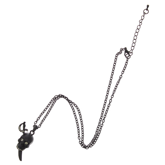 Black Jewelled Skull with Dagger Necklace
