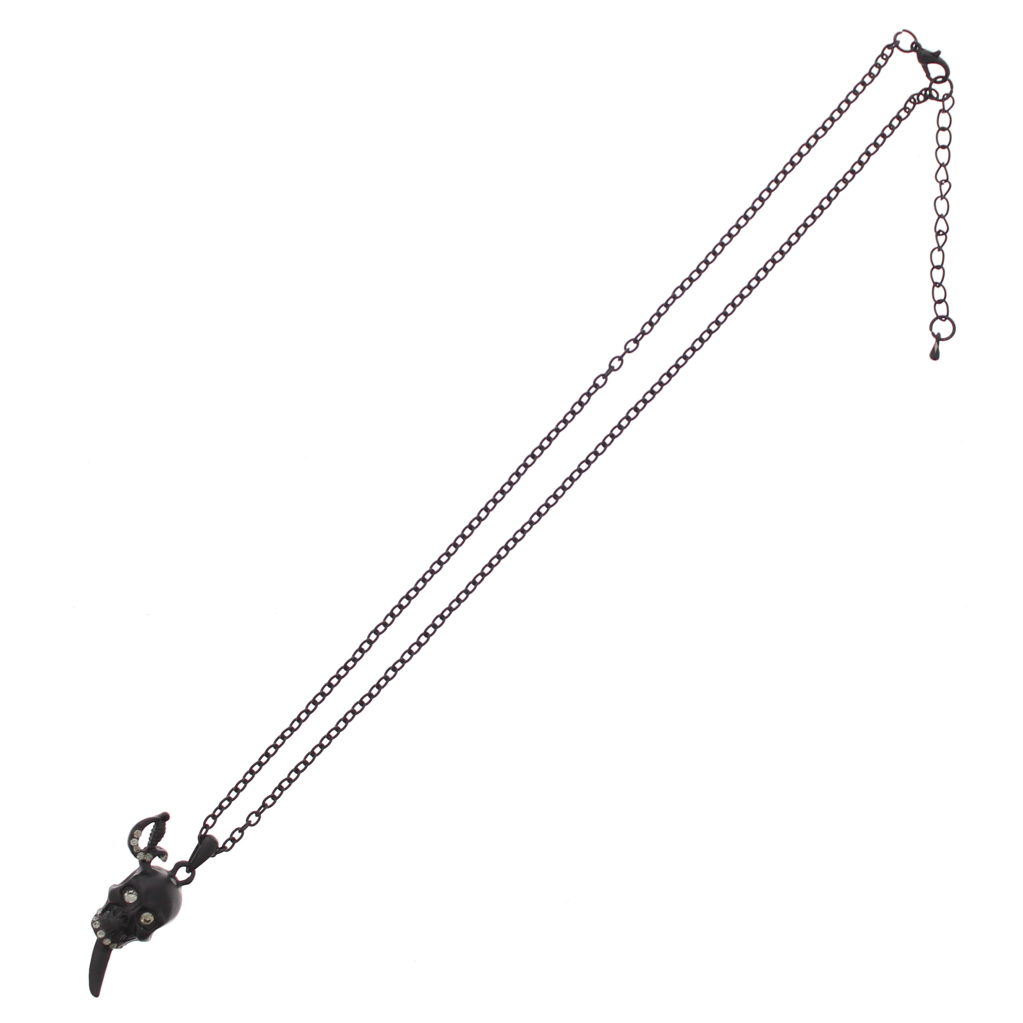 Black Jewelled Skull with Dagger Necklace