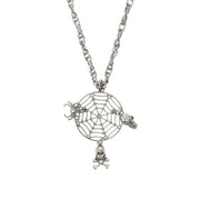 Spiderweb Necklace with Skull, Skull and Crossbones and Spider Charms