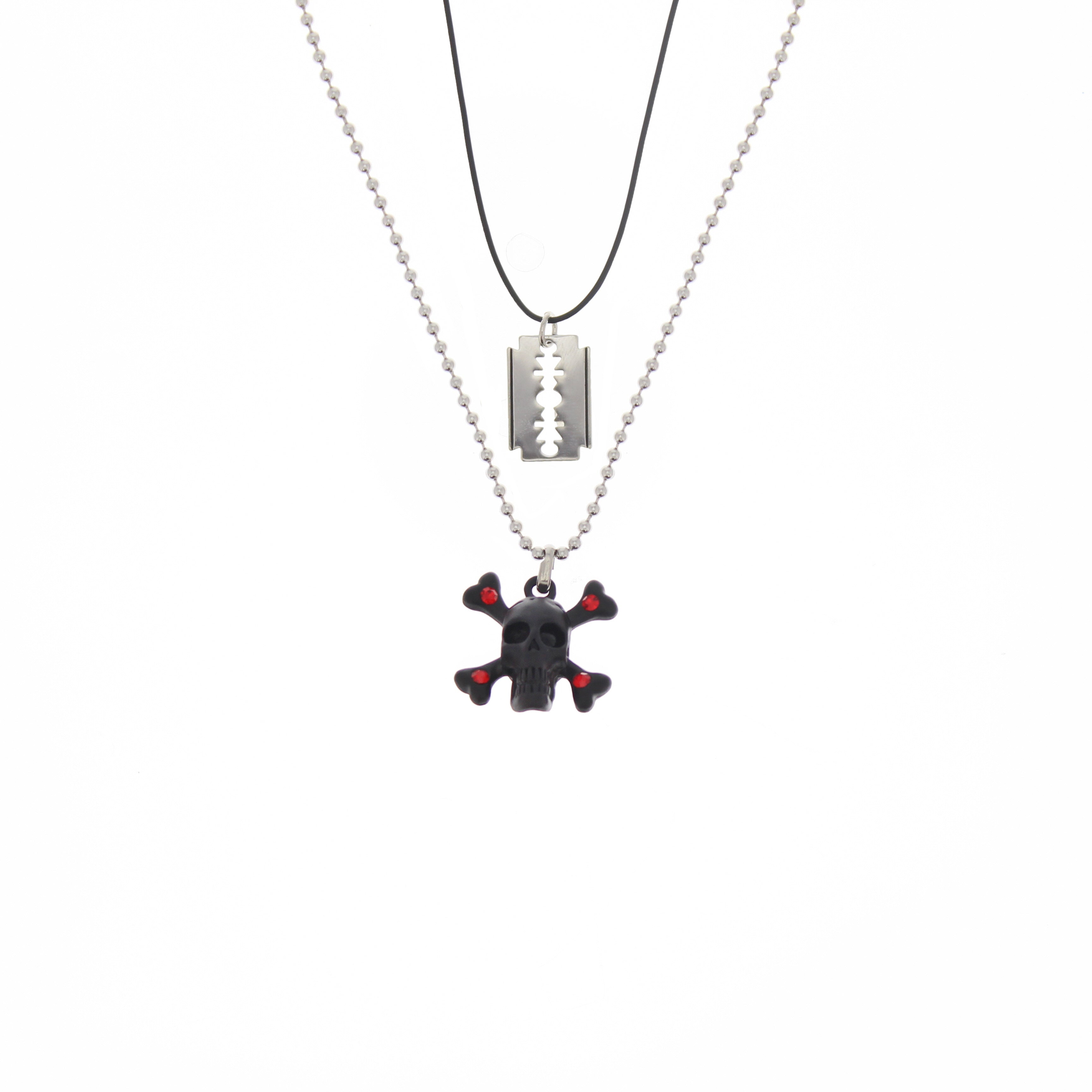 Black Skull & Crossbone and Blade Necklace