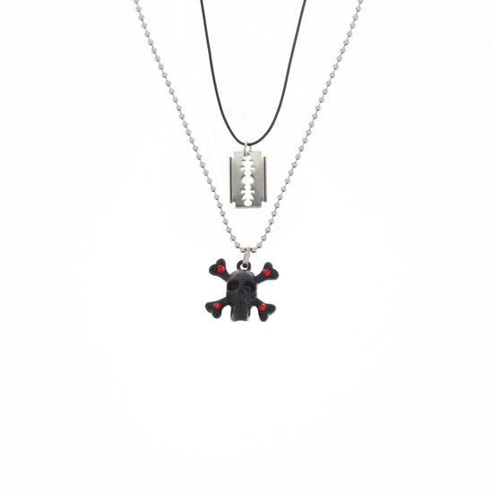 Black Skull & Crossbone and Blade Necklace