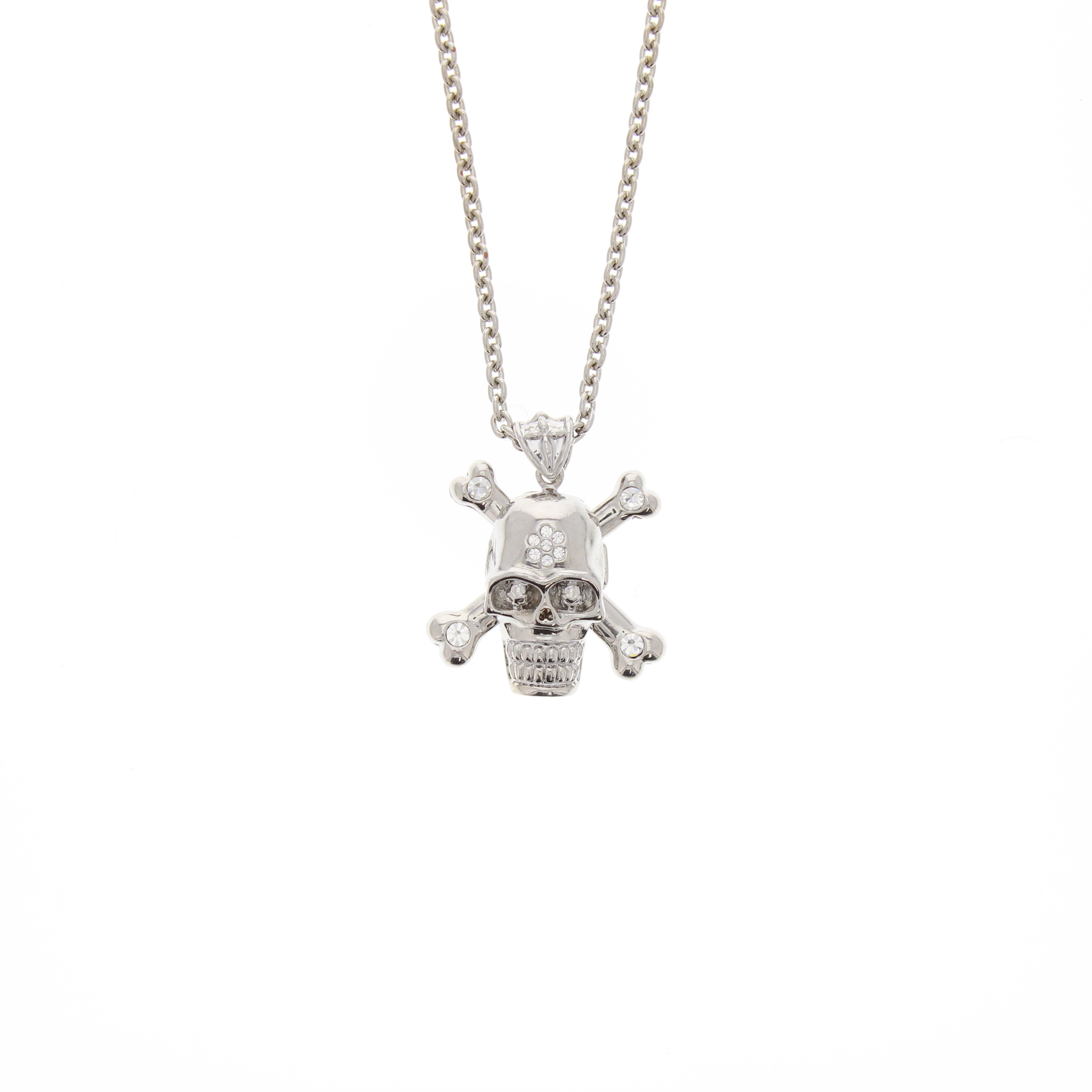 Diamonte Skull and Crossbone Necklace