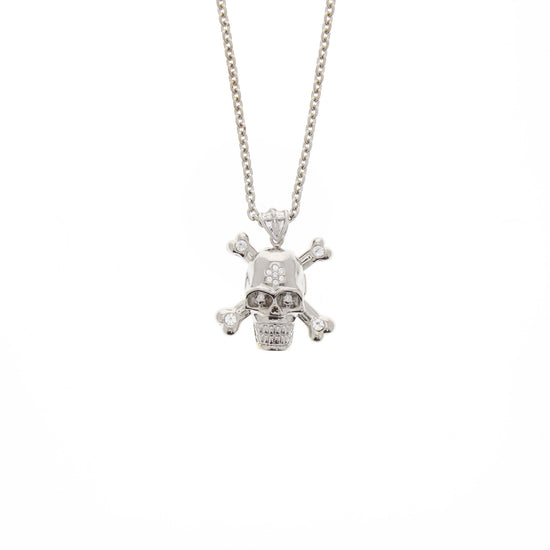 Diamonte Skull and Crossbone Necklace