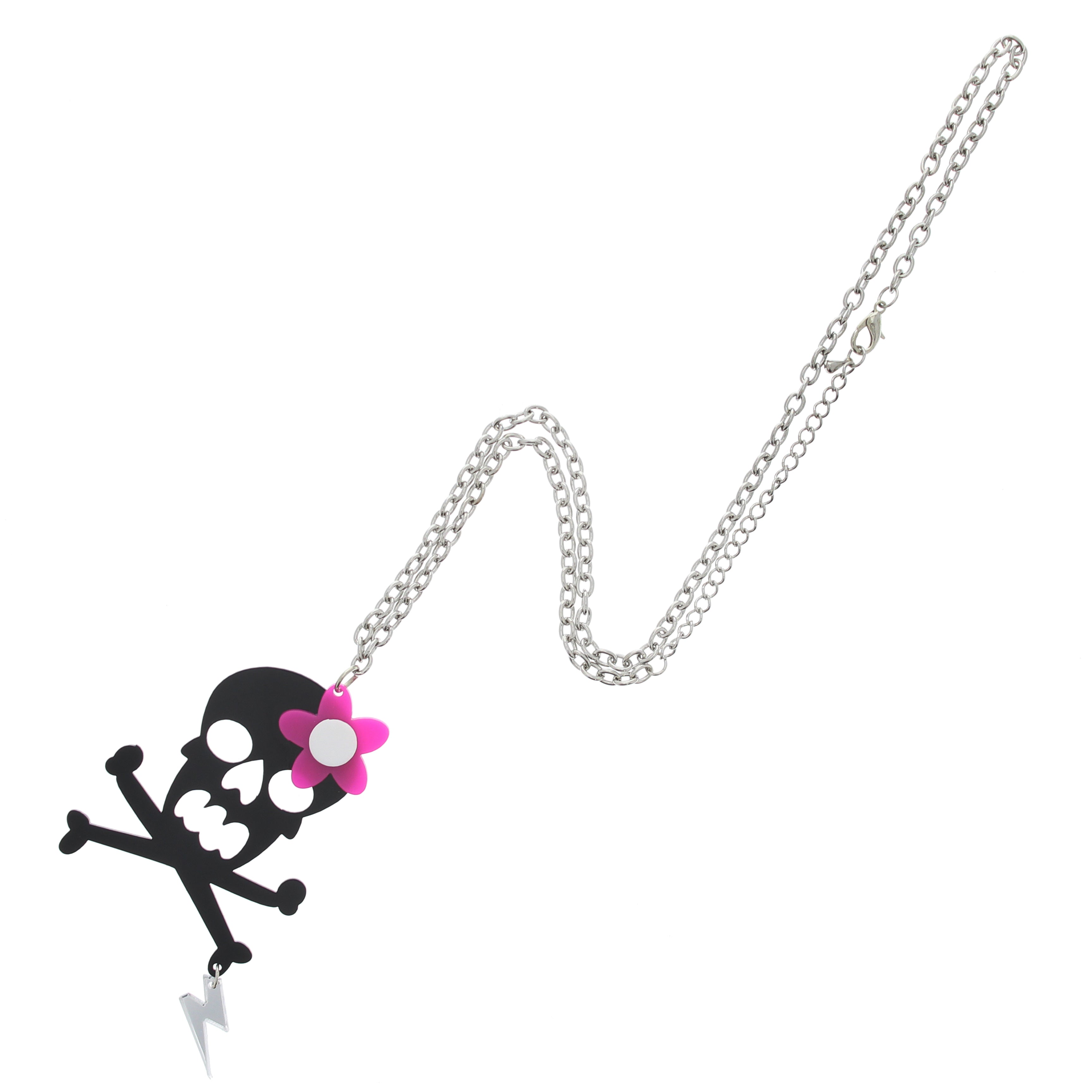 Black Plastic Skull & Crossbone Necklace