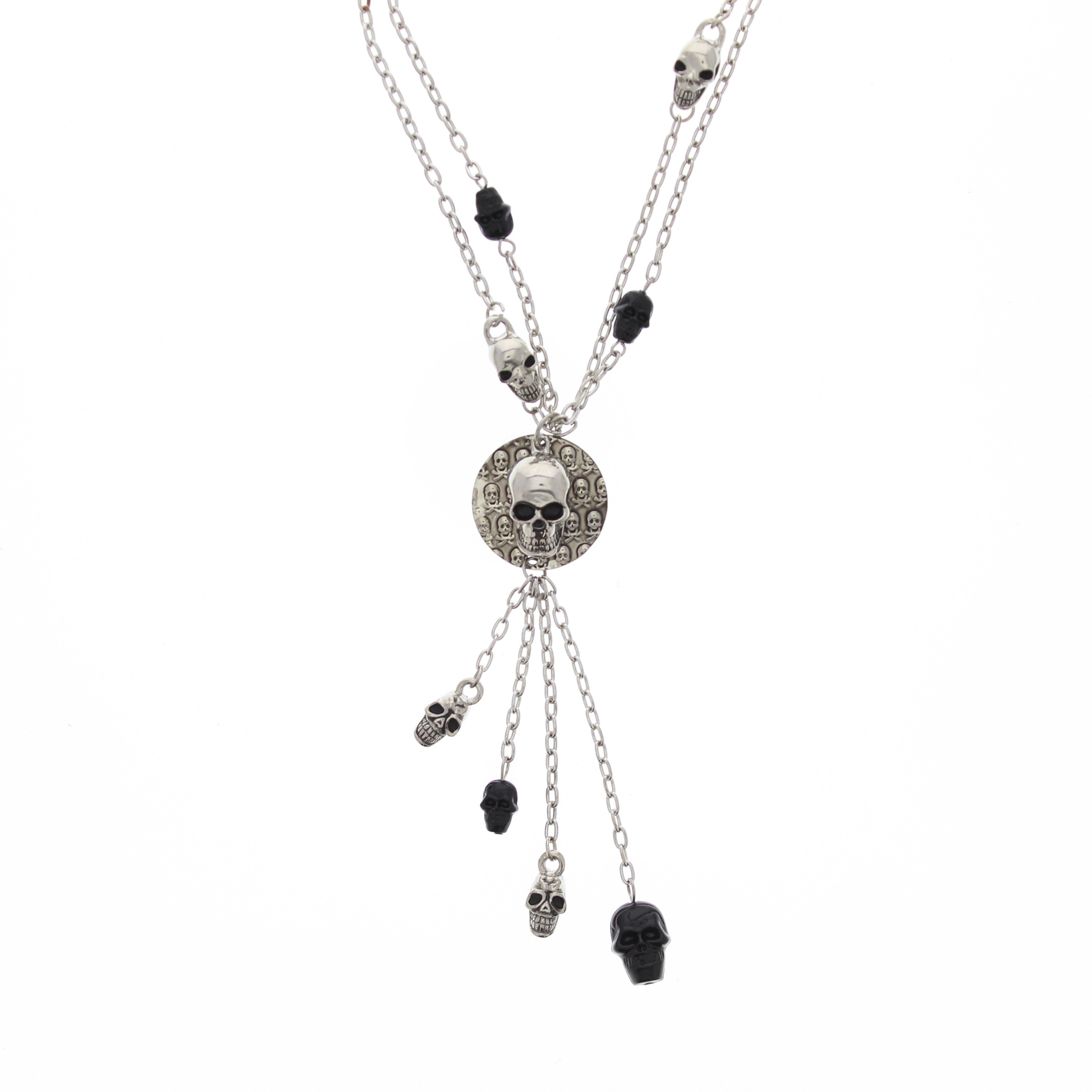 Black and Silver Multi Skull Necklace