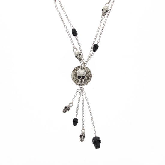 Black and Silver Multi Skull Necklace