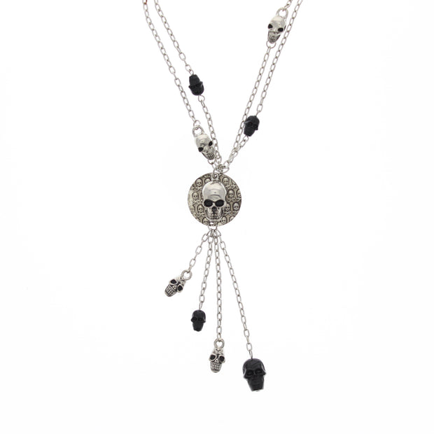 Black and Silver Multi Skull Necklace(Chain 42 + 8cm)