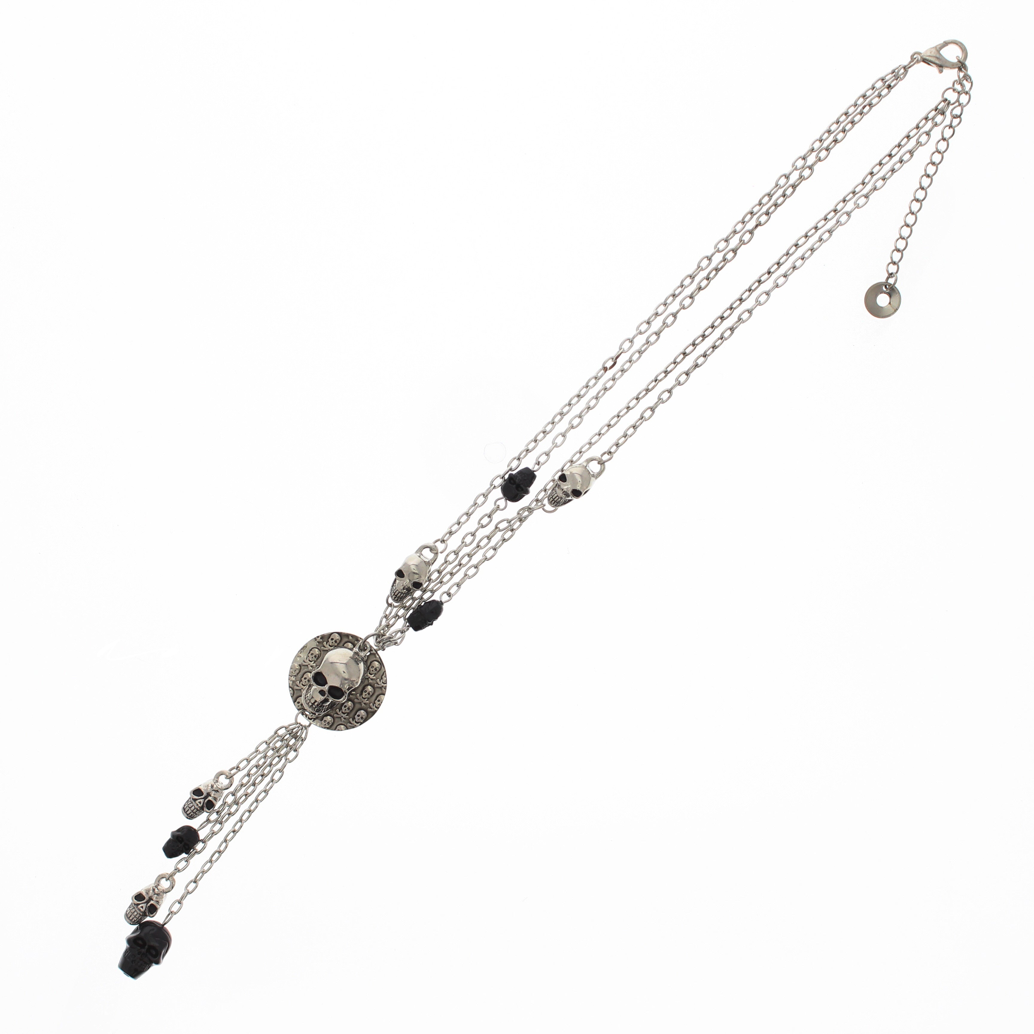 Black and Silver Multi Skull Necklace