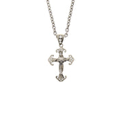 Burnished Cross with Skull and Crystal Stones