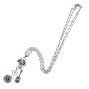 Musical Themed Diamante Skull Double Chain Necklace