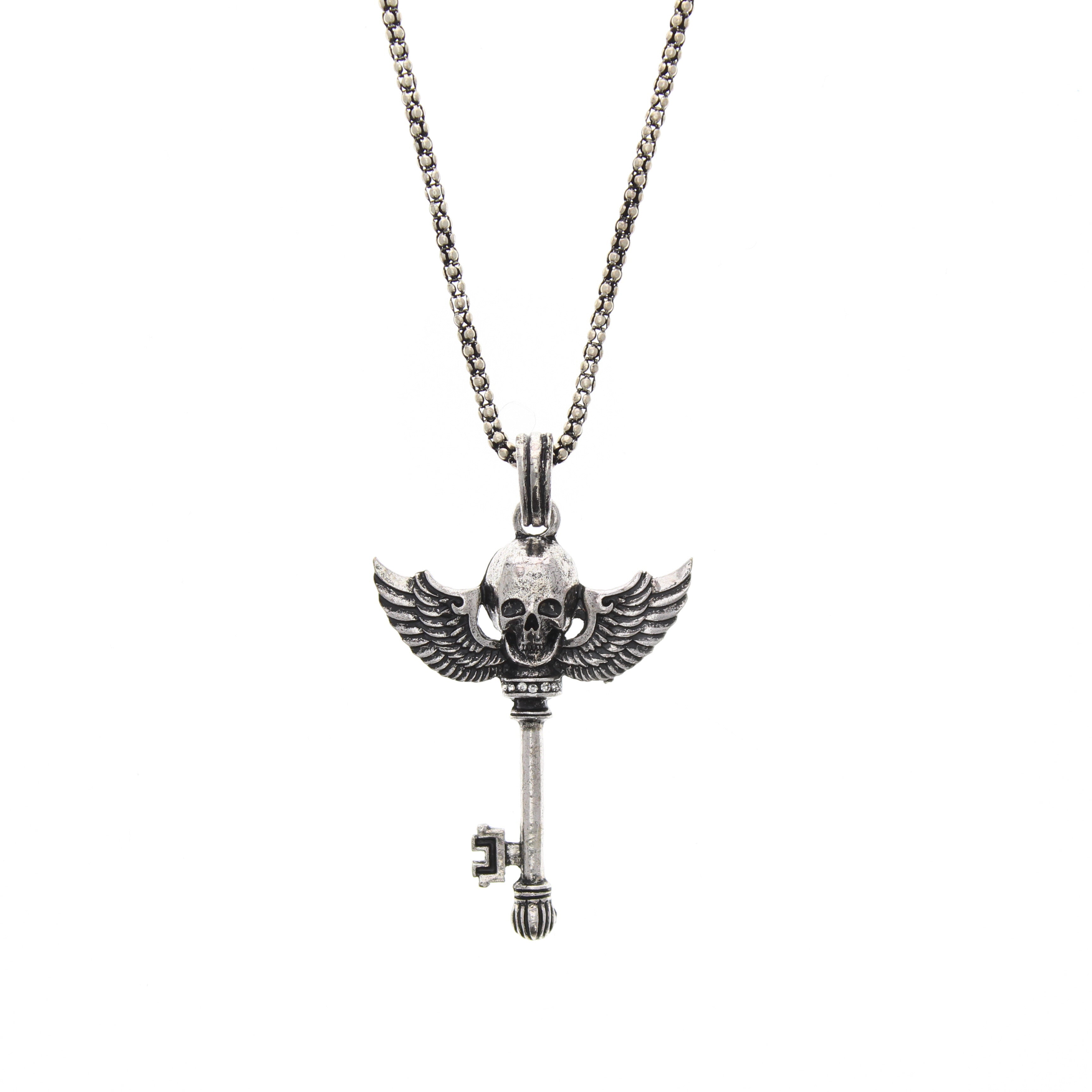 Skull & Wings Key Necklace