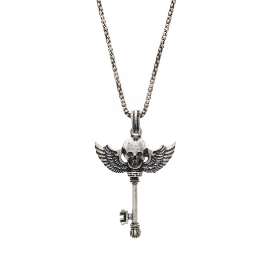 Skull & Wings Key Necklace
