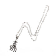 Skull and Skeleton Hand Necklace (Chain 70cm, Pendant 6 x 3.5cm + 2 x 1cm)