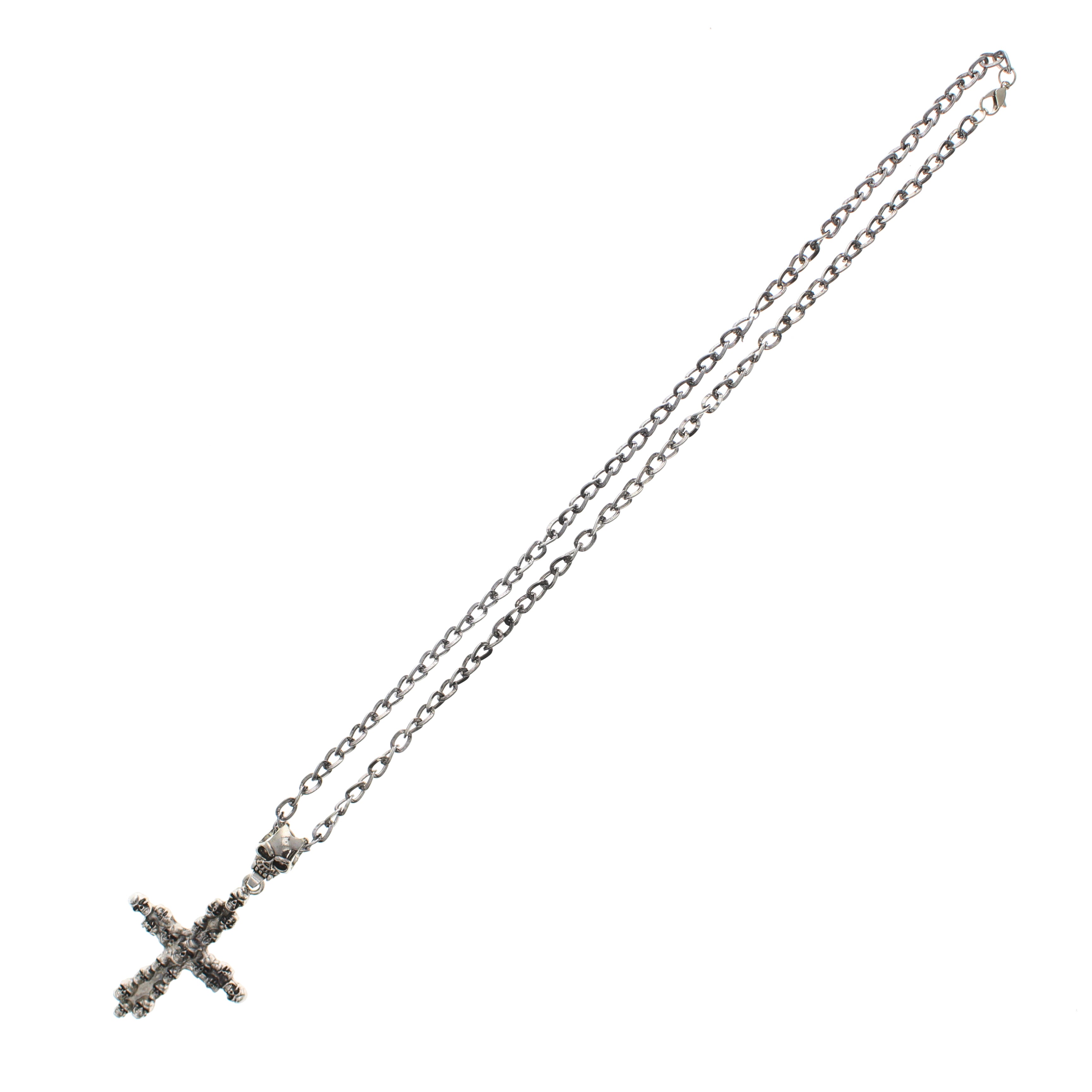 Mini Skulls Cross Necklace with Large Skull