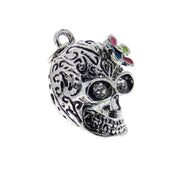 Engraved Burnished Skull with Flower