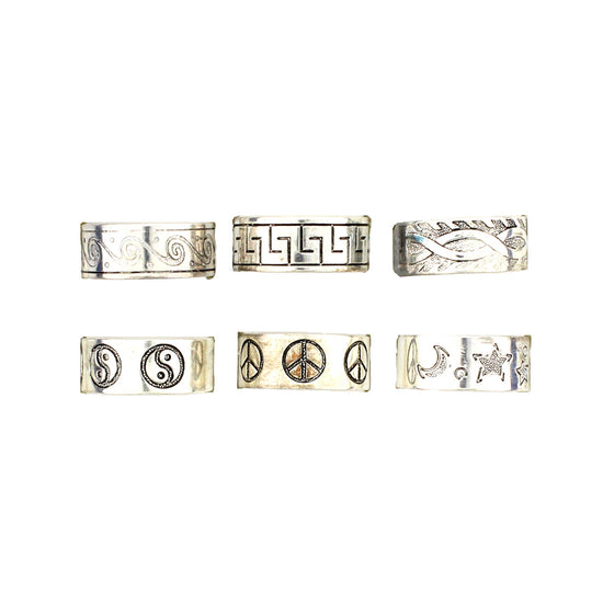 Adjustable Patterned Thumb Ring - 6 Designs Included