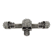 Assorted Sizes Burnished Silver Crazy Laughing Skull Double Ring with Diamante Stones