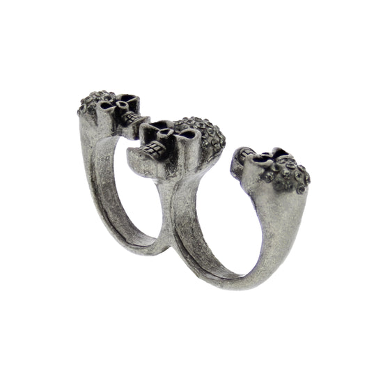 Crazy Laughing Skull Double Ring