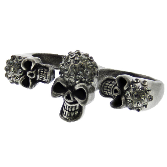 Crazy Laughing Skull Double Ring
