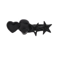 Black Skull Double Ring with Heart & 2 Stars