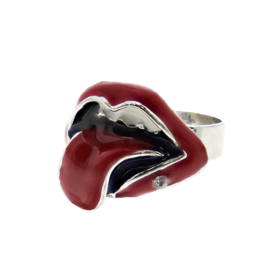 Adjustable Lips & Tongue Ring with Diamante Stone Stud