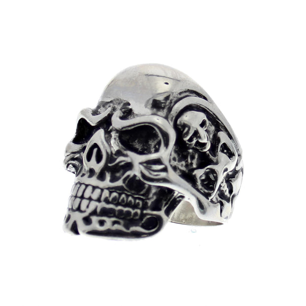 Skeleton Engraved Chunky Skull Ring